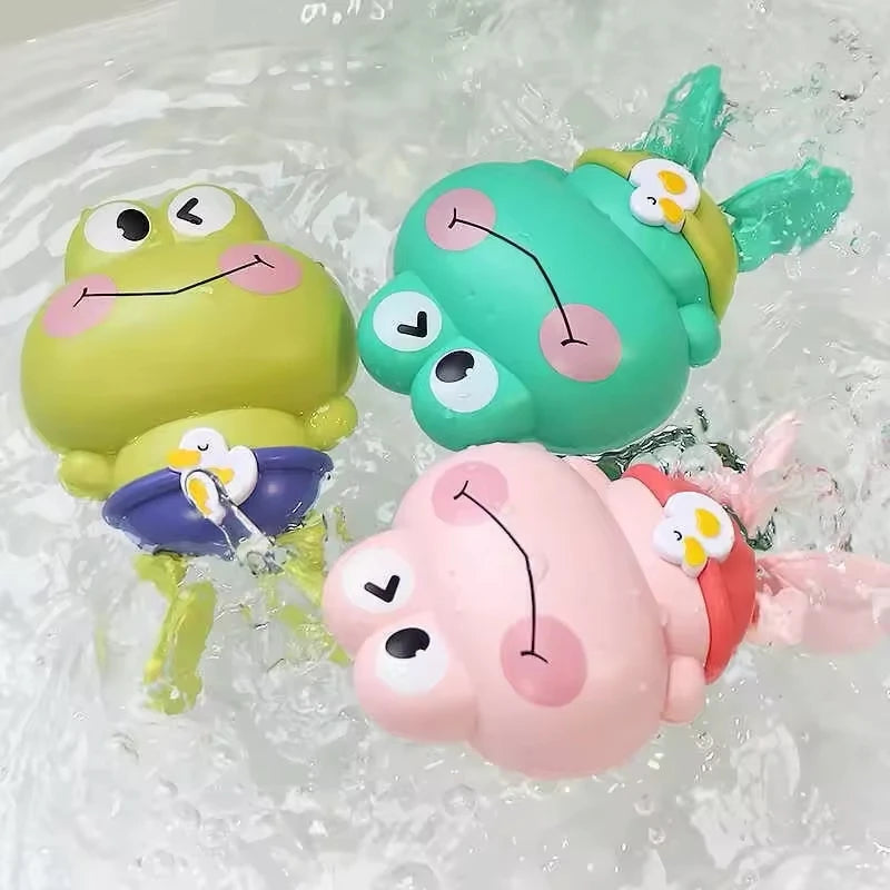 Aufziehbares Schwimm-Frosch-Badespielzeug für Kleinkinder, ohne Batterie, formfreies ABS-Montessori-Wasserspielzeug für Kinder