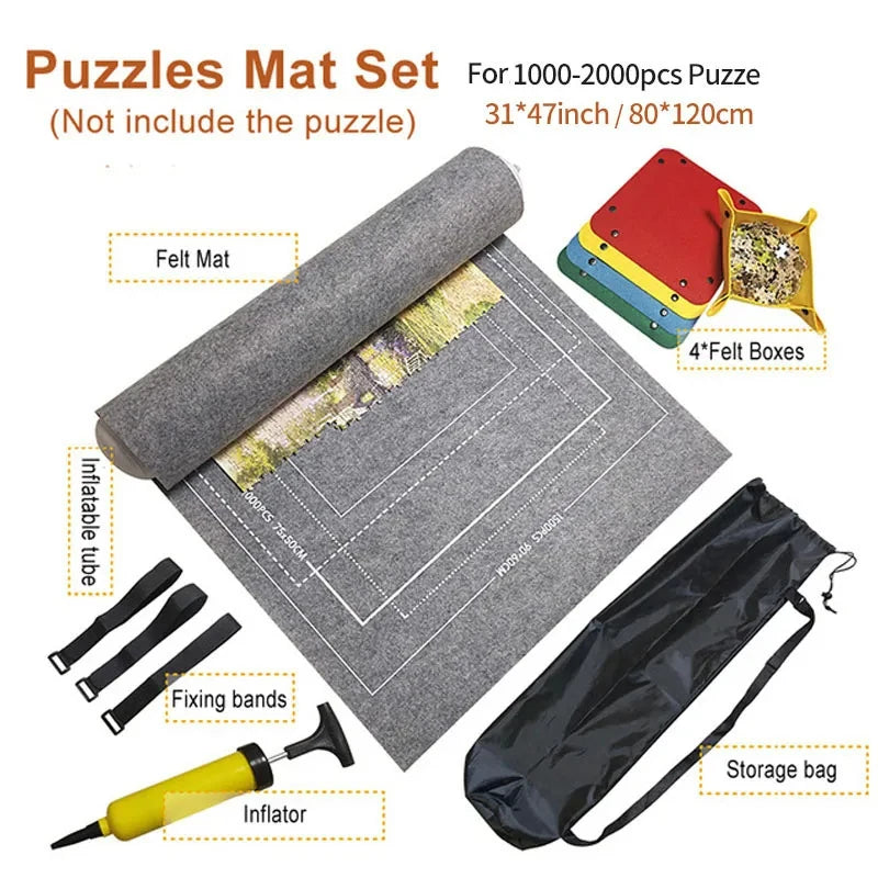 Professionelle Puzzle-Rollmatte, Decke, Filzmatte, bis zu 1500/2000/3000 Teile, Zubehör, Puzzle, tragbare Reise-Aufbewahrungstasche