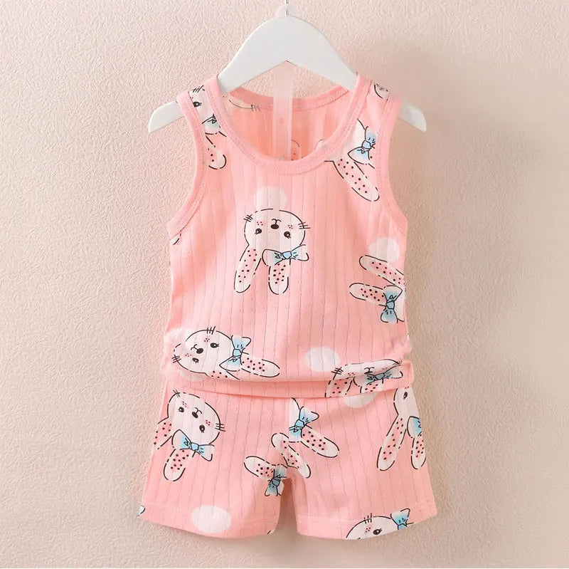 Kinderkleidung, bedruckt, ärmellose Oberteile, Shorts, niedlich, atmungsaktiv, für Kinder, Sommerweste, Shorts, Set, Tank-Top für Babykleidung, Kinder