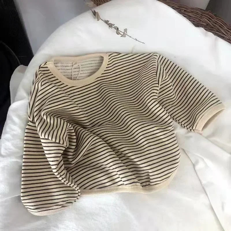 Lawadka Baumwolle Kinderkleidung Langarm T-Shirts Gestreift Baby Junge Mädchen Tops Lässige Kinder T-Shirt Herbst Frühling T-Shirt 1-8T