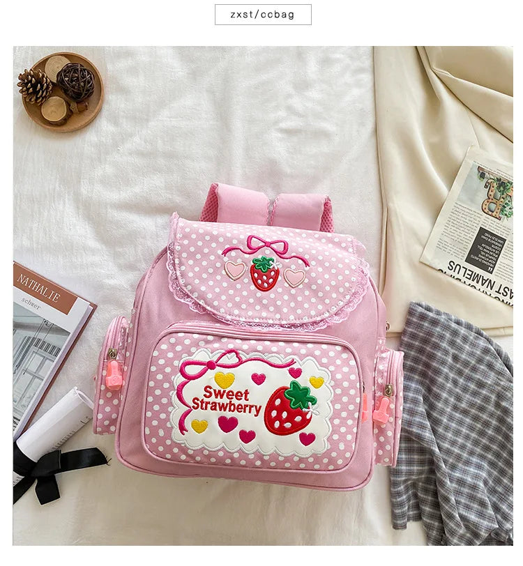Strawberry Embroidered Backpack