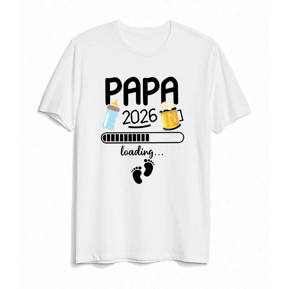 Papa 2026 T-Shirt, zukünftiger Vater, französische Texte, Bierliebhaber, Vatertagsgeschenk, Herrenbekleidung, weiches T-Shirt, Schwangerschaftsankündigung, T-Shirt