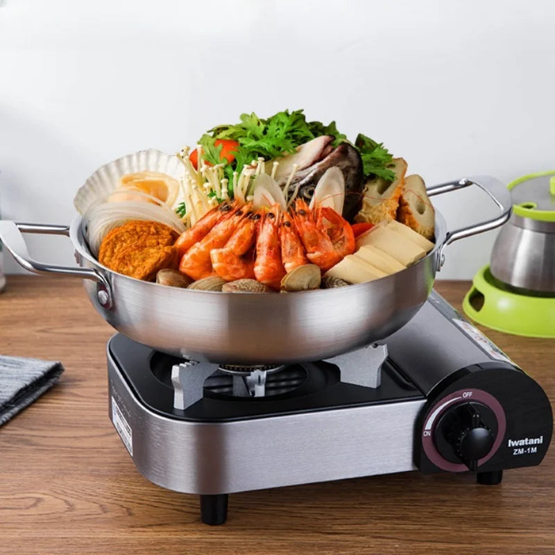 Edelstahl-Kochgeschirr, Topf, trockene Töpfe mit Griff, zum Kochen zu Hause, Paella-Pfanne, Meeresfrüchte, Reistopf, Picknick-Snack-Teller
