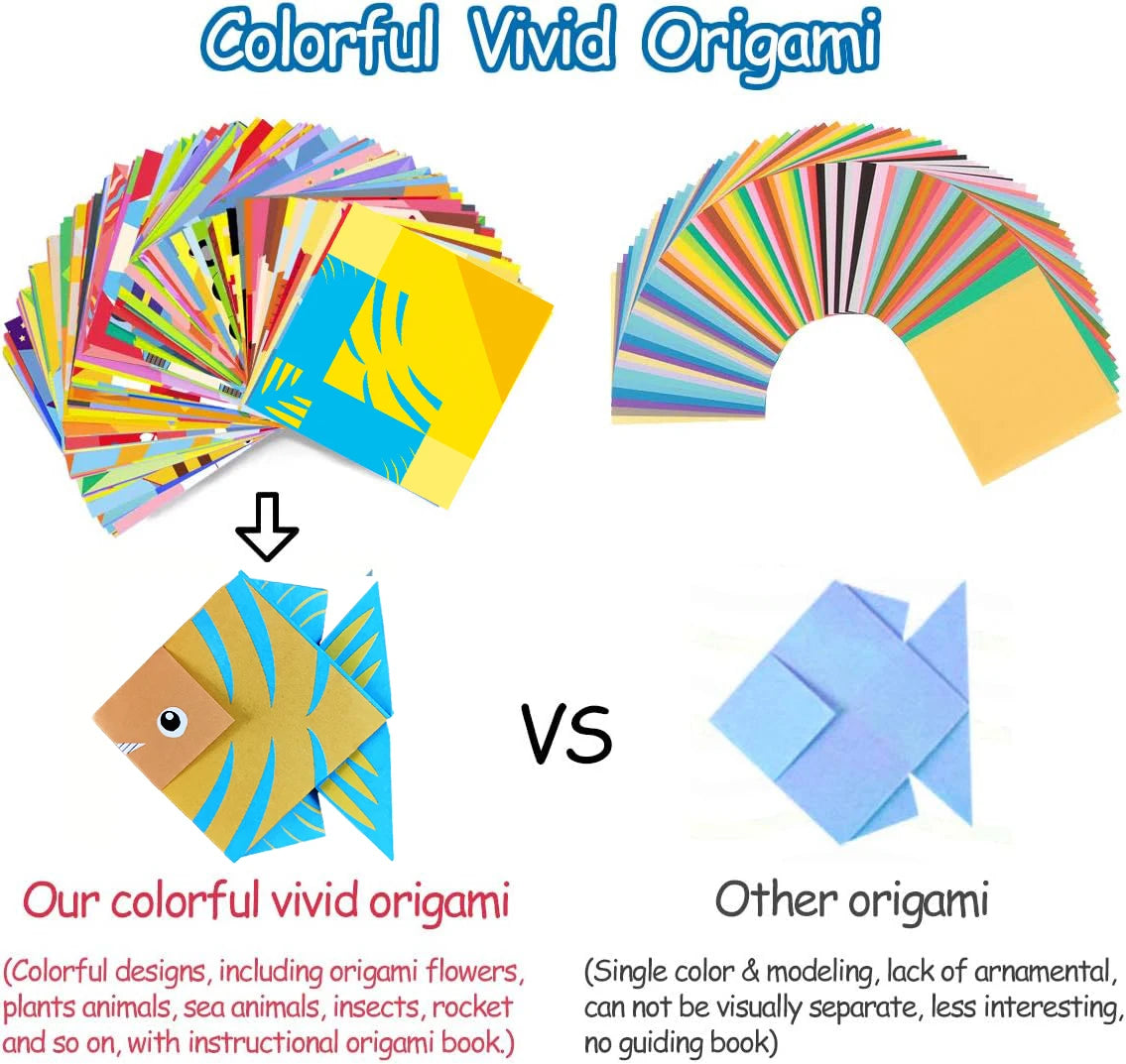 Origami-Set, 30/96 Blatt, Origami-Papier, Bastelführungsbuch, DIY-Kunsthandwerksprojekte, Zubehör für Anfänger, Kinder, Kinder, Jungen und Mädchen