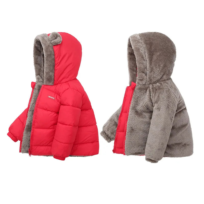 Jungen Mädchen Dicke Jacken Winter Kinder Gepolsterte Fleece Warme Mäntel Kinder Mit Kapuze Baumwolle Oberbekleidung Kinder Kleidung Kaschmir Schneeanzug