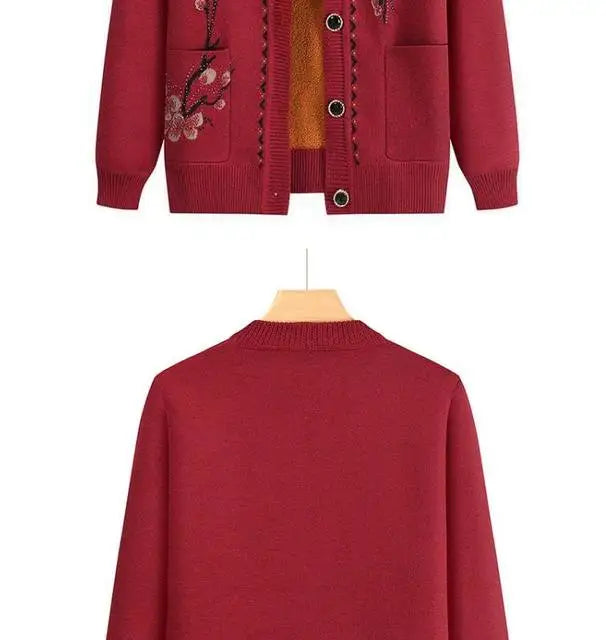 Oma Strickjacke Mittleren Alters und Ältere Frauen Pullover Mantel Frühling Herbst Warme Lange Ärmel Stricken Tops Mutter Geladen