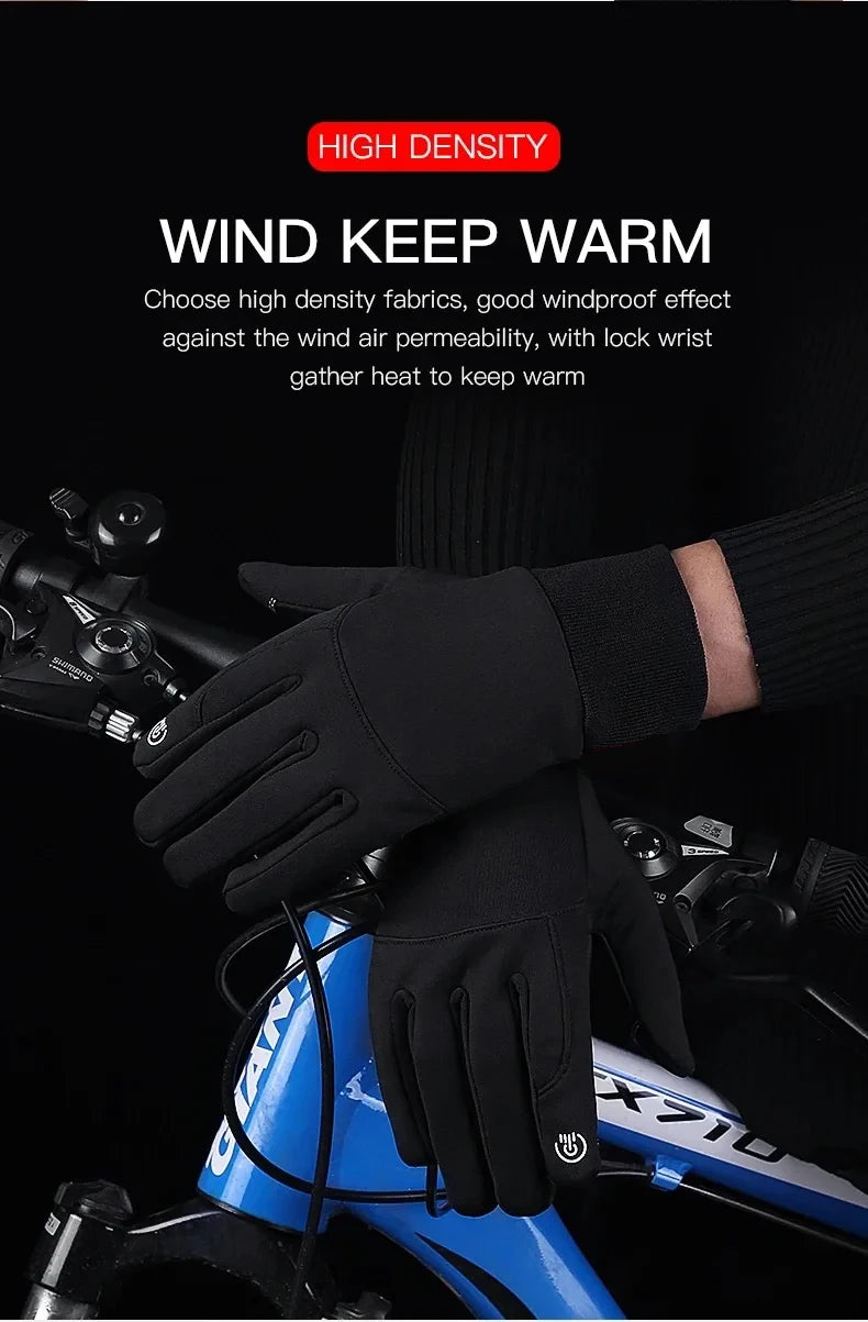 Herbst Winter Outdoor Radfahren Handschuhe Gym Fitness Sport Laufen Warm Touch Screen Rutschfeste Handschuhe Motorrad Handschuhe Männer Schwarz