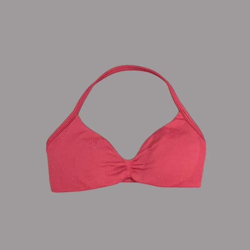 Sport-BH mit Trägern, Yoga-Unterwäsche, Damen-Gymnastik-Top, Lauftraining, rückenfreier BH, hohe Unterstützung, aktive Kleidung, Fitness, Workout, Neckholder