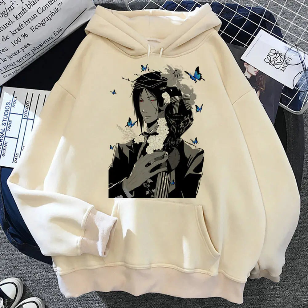 Black Butler Hoodie Kawaii Anime Pullover gemusterte Kleidung für Teenager elegante weibliche Sweatshirts Trainingsanzüge gemusterter Designer