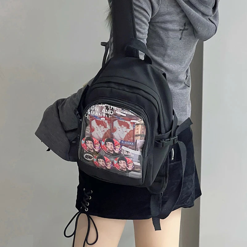 Y2K Nette Mini Rucksack Frauen Kawaii Ita Tasche Süße Mädchen Transparent Rucksack DIY Persönlichkeit Display Rucksack Lolita Schulter Tasche