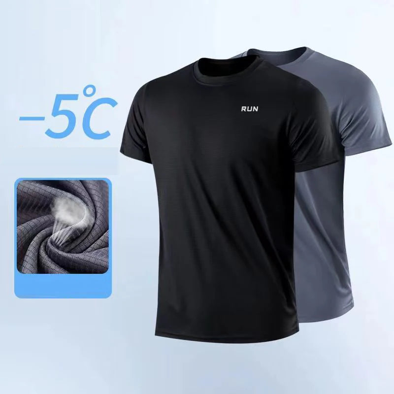 Men's Quick Dry Short Sleeve Gym Running Moisture Wicking Crew Neck T-Shirt Workout Exercise Gym Sports Shirt Tops Lightweight