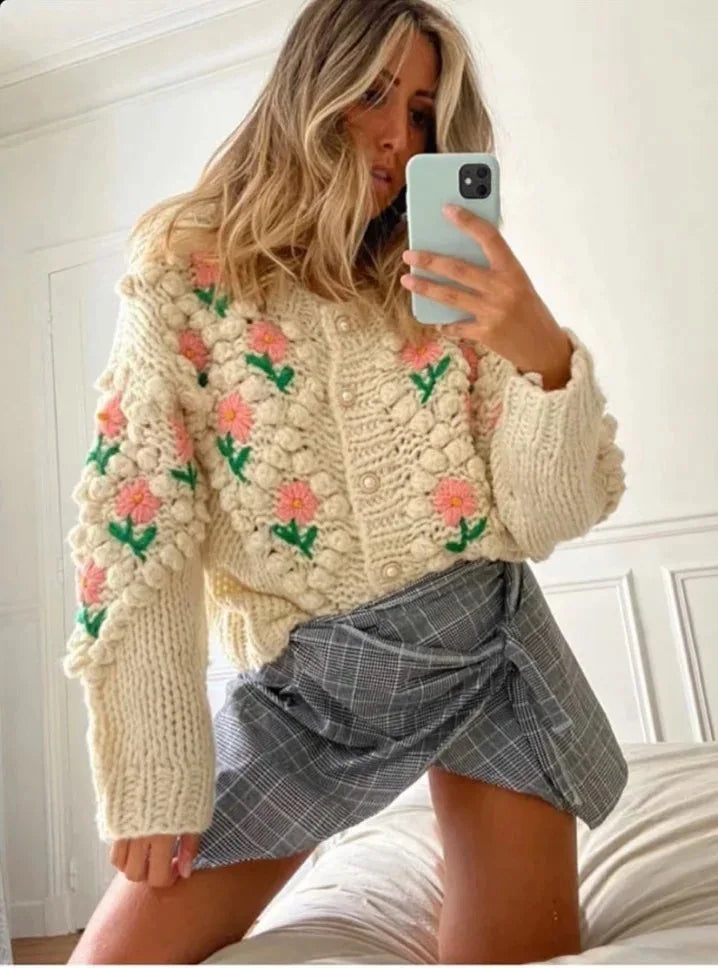 Frauen Herbst Damen Kleidung Oberbekleidung Lose einreiher Strickjacke Pullover Mit Stilvollen Verzierten Knöpfen Ropa Mujer