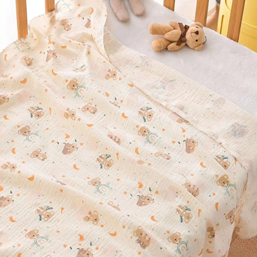1 Stück doppellagige Wickeldecke für Babys, weich und atmungsaktiv, mit niedlichen Mustern, multifunktionale Wickeldecke für Neugeborene, Babydecke, Baby-Wickelunterlage, geeignet für alle Jahreszeiten
