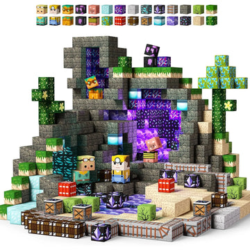 Magnetische Bausteine Minenwelt Magnetische Minenexploration Konstruktions-Würfel STEM Spielzeug-Set Geschenk für Jungen Mädchen Kinder