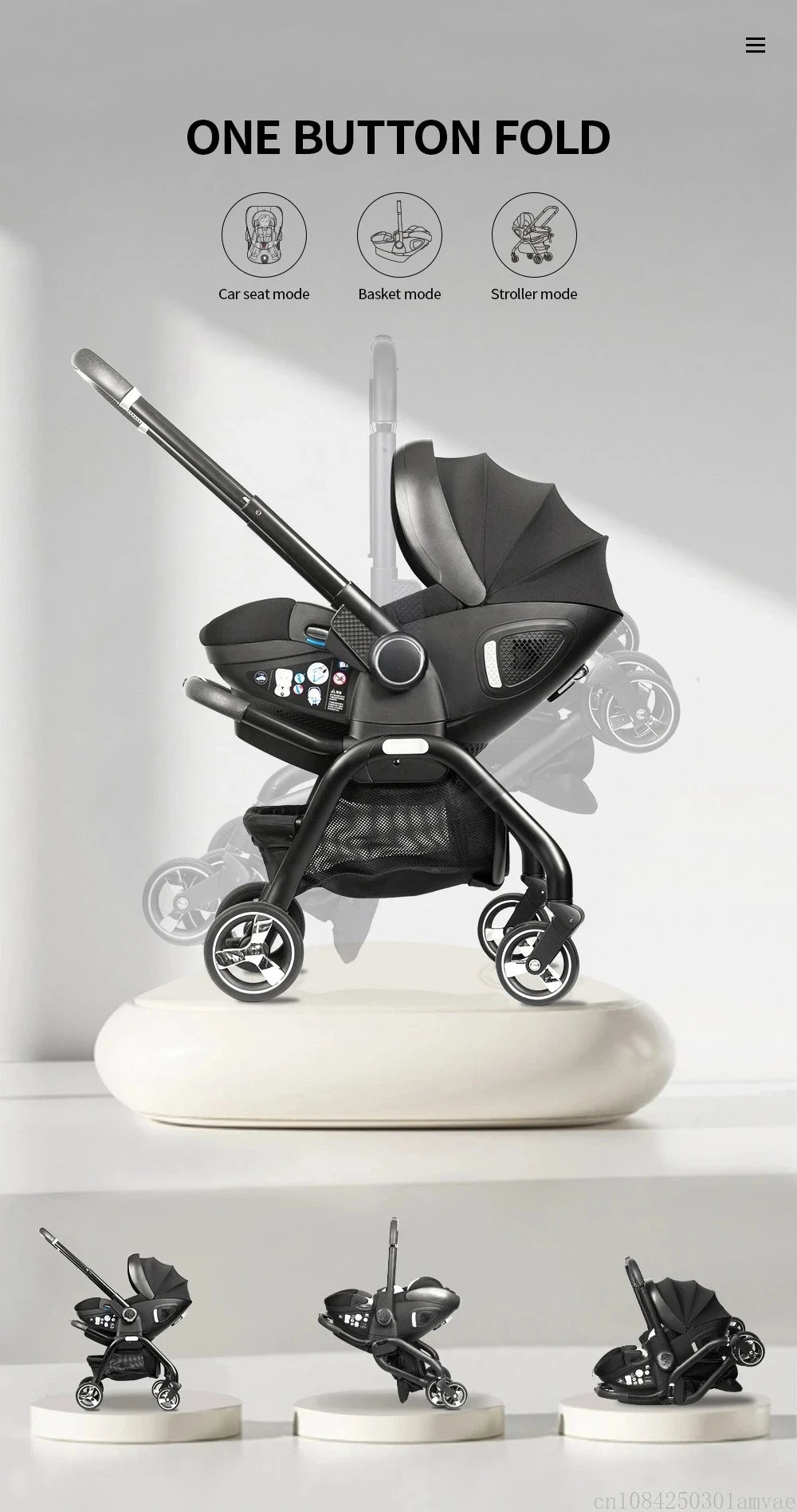 4-in-1 Kinderwagen, Luxuriöser Tragbarer Leichter Babywagen mit ISOFIX-Basis und Kindersitz für Neugeborene