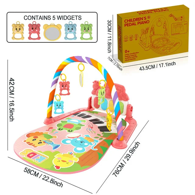Baby Music Activity Gym Carpet Play Mat Newborn Rug Pedal Piano Keyboard Infant Fitness Rack Playmat Crawling Game Pad Toy Gift