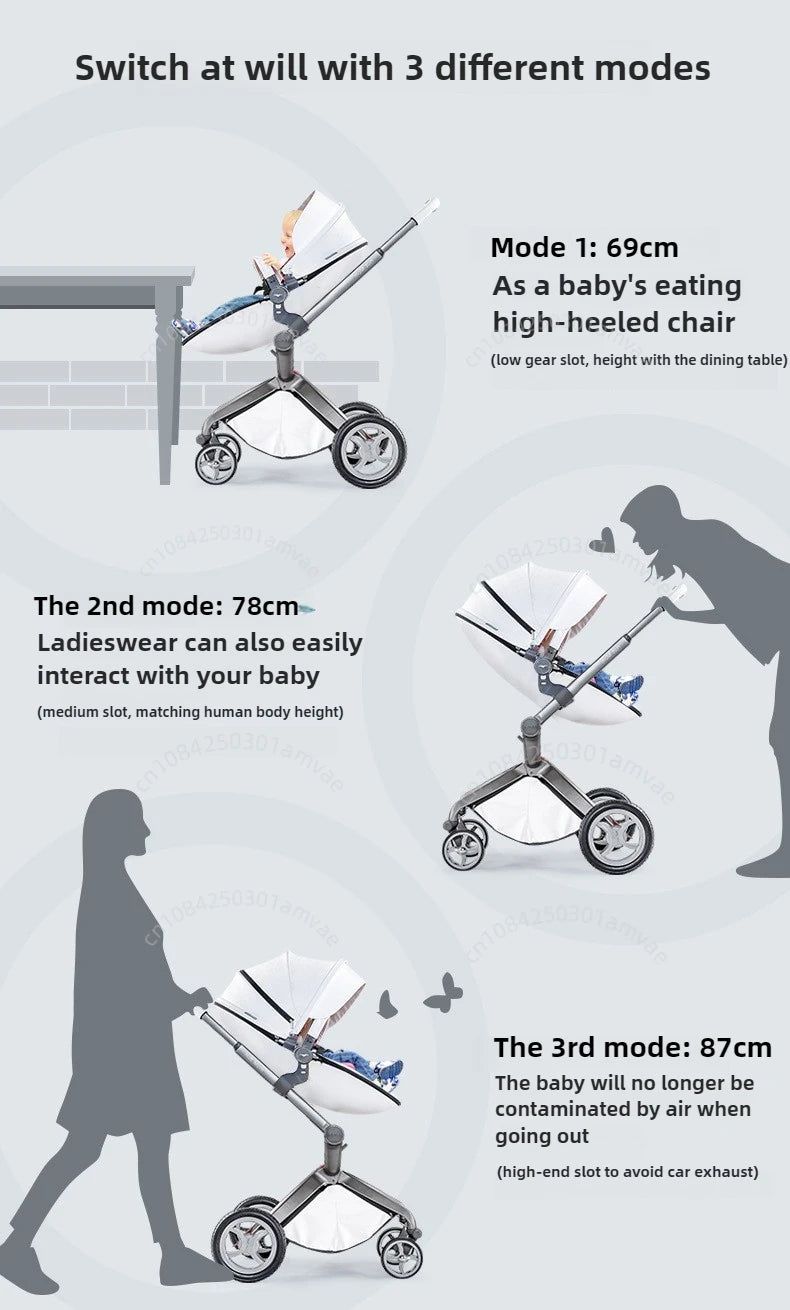 Hotmom-Kinderwagen Hohe Landschaft kann sitzen und liegen. Zusammenklappbarer, leichter britischer Zwei-Wege-Kinderwagen. Anpassung an 0–4 Jahre alt