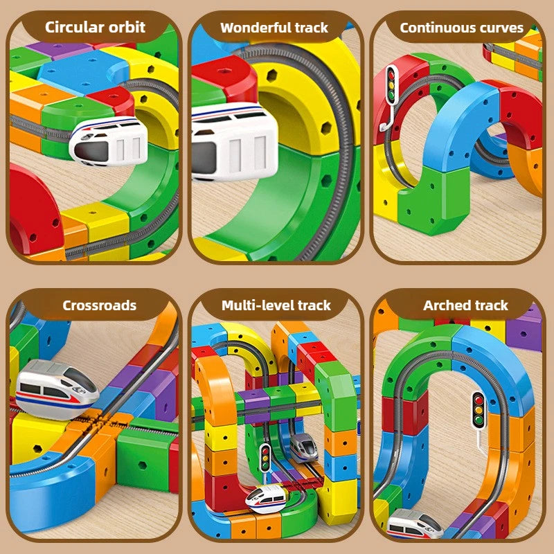 Kinder Magic Track Zug Elektrische Zusammengebaute Bausteine Magnetische Schiene Auto Labyrinth Pädagogisches Spielzeug für Kinder Weihnachten Geschenke