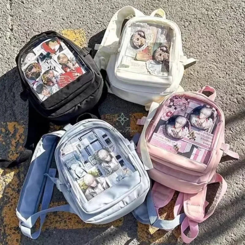 Y2K Nette Mini Rucksack Frauen Kawaii Ita Tasche Süße Mädchen Transparent Rucksack DIY Persönlichkeit Display Rucksack Lolita Schulter Tasche