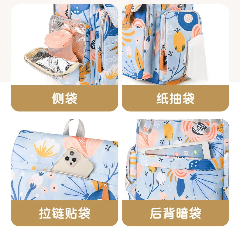 Mama Tasche Nylon gedruckt Mode multifunktion ale Mutter und Baby Taschen gehen Baby Reisen große Kapazität Mutter Tasche Wickelt aschen bebe