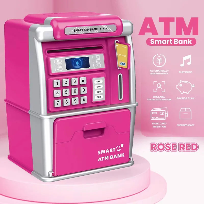 Kinder ATM Automatische Anzahlung Kassierer Maschine Spielzeug Smart Passwort Swipe Karte Sparen Box Kinder Elektronische Sparschwein Weihnachten Geschenk