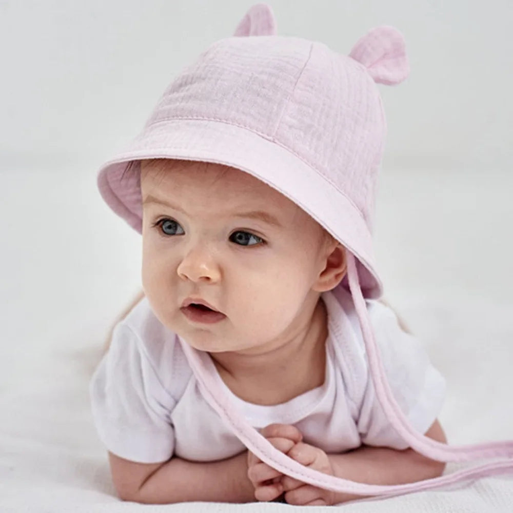 Musselin Baby Sommer Hut Neugeborenen Kappe Baumwolle Baby Sonnenhüte für Mädchen Jungen Säugling Eimer Hut für Kleinkind Zubehör 3-12M