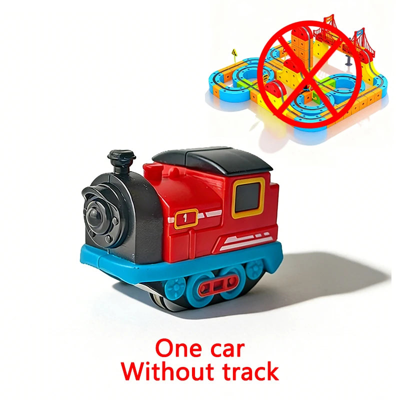 Magnetisches Elektrisches Eisenbahnset Magische Schienenbahn DIY Würfelspielzeug Kreatives Lernmodell Eisenbahnautos Spielzeug Geschenke für Kinder Jungen ab 3 Jahren