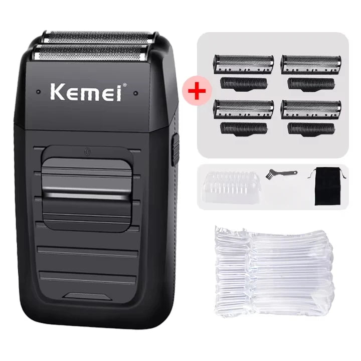 Kemei wiederaufladbarer Akku-Rasierer für Männer, Twin-Klinge, hin- und hergehender Bartrasierer, Gesichtspflege, multifunktionaler starker Trimmer KM-1102