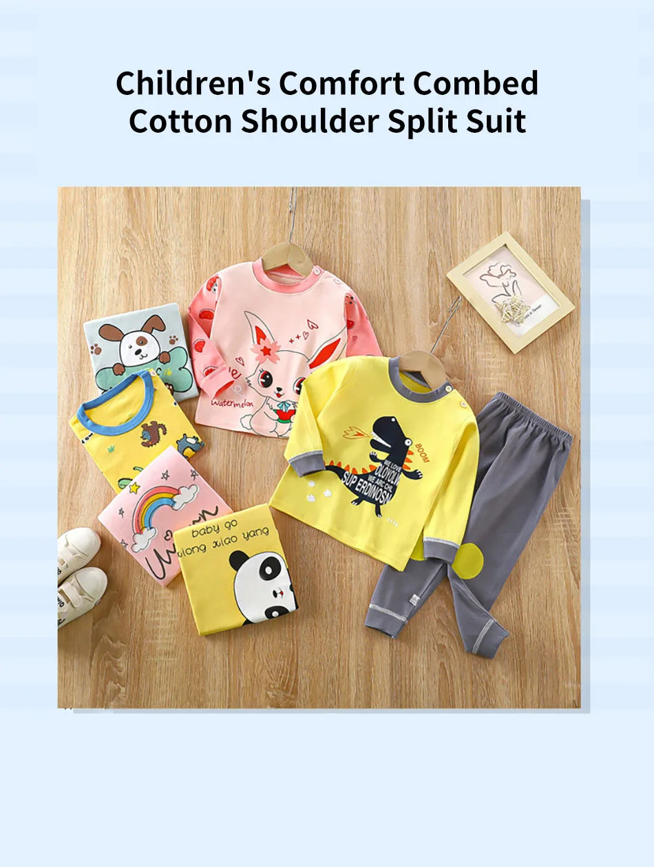 Baumwolle Kinder Pyjamas Set für Jungen Mädchen Herbst und Winter Cartoon Schlafen Loungewear Kinder Nacht Nachtwäsche Hause Tragen Kleidung