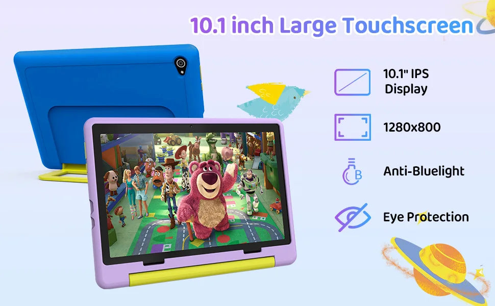 URAO 10 Zoll Android 15 Tablet mit Cartoon-Muster Kinder-Tablet 20GB RAM 64GB ROM Lern- und Spiele-Tablets Kindergeschenke
