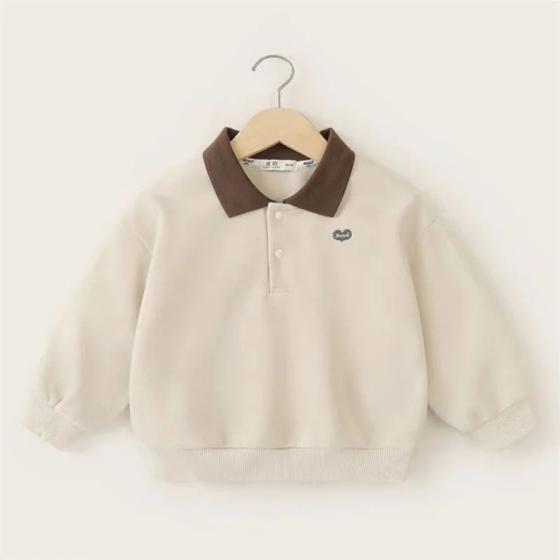 Jungen Pullover Kinder Polo Kragen Pullover Frühling Herbst Neue Kinder Teenager Langarm Brief Mantel Baby Casual Pullover 2-8 Jahre