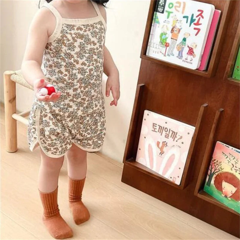 2026 Neues Kinder-Set aus Oberteil und Shorts, Sommer-Dünnes Baby-Baumwoll-Unterhemd, Ärmelloses Loungewear-Set für Mädchen
