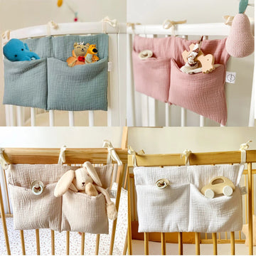 Babybett-Organizer, Kinderbett, Caddy, Bett, Aufbewahrungstasche, 2 Taschen, Nachttisch, hängende Windel, Kinderzimmer, Spielzeug, Tasche, Windeln, Kinderwagen, Organisieren