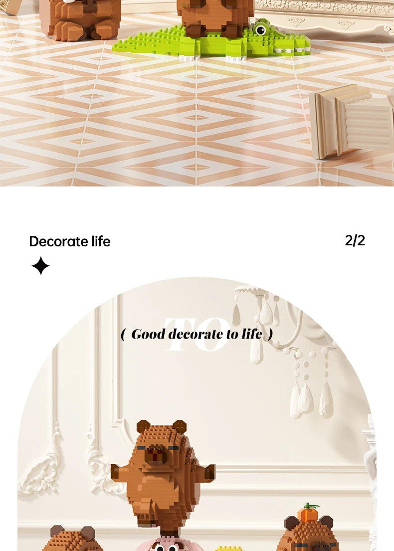 „Capybara Bausteine Set – Süßes Wasser-Meerschweinchen-DIY-Modell |   Lustiges STEM-Spielzeug für Kinder und Erwachsene
