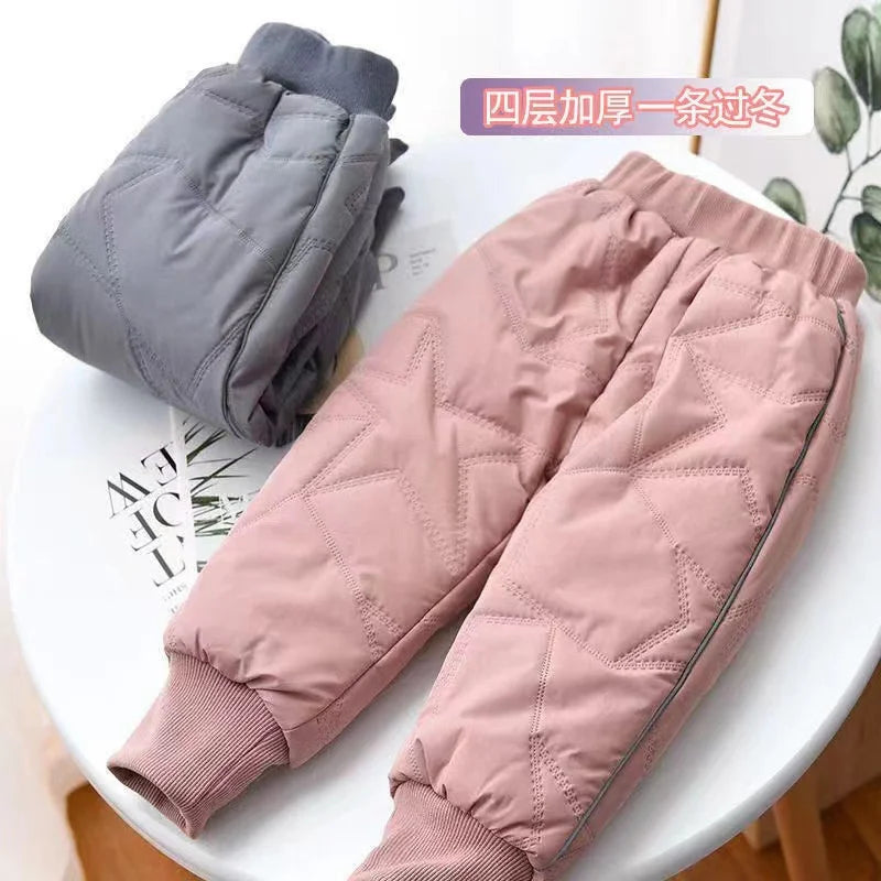 Kinder gepolsterte warme Baumwollhose Winter Kinder dick plus Samthose Herbst Teenager winddicht kältebeständig feste Hose 1–6 Jahre