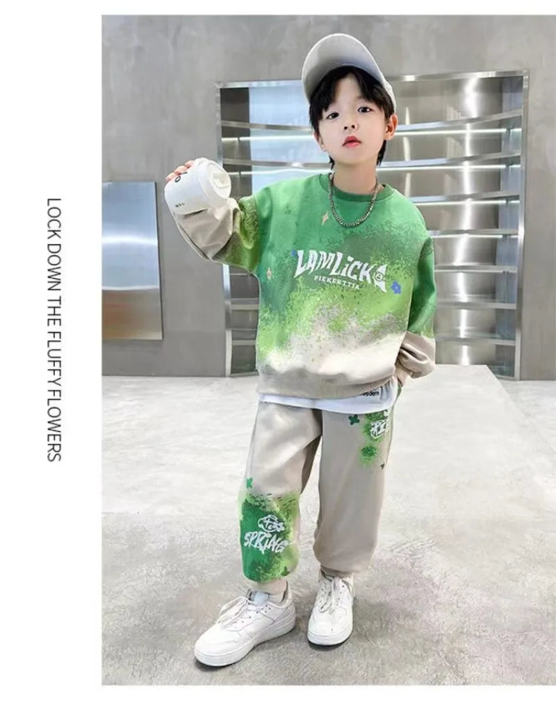 Sweatshirt Set Kinderkleidung von 8 bis 12 Jahren Koreanische 2025 Sets Kinder Jungen Kleidung Winter Oben Unten Jungen Herbst Anzug