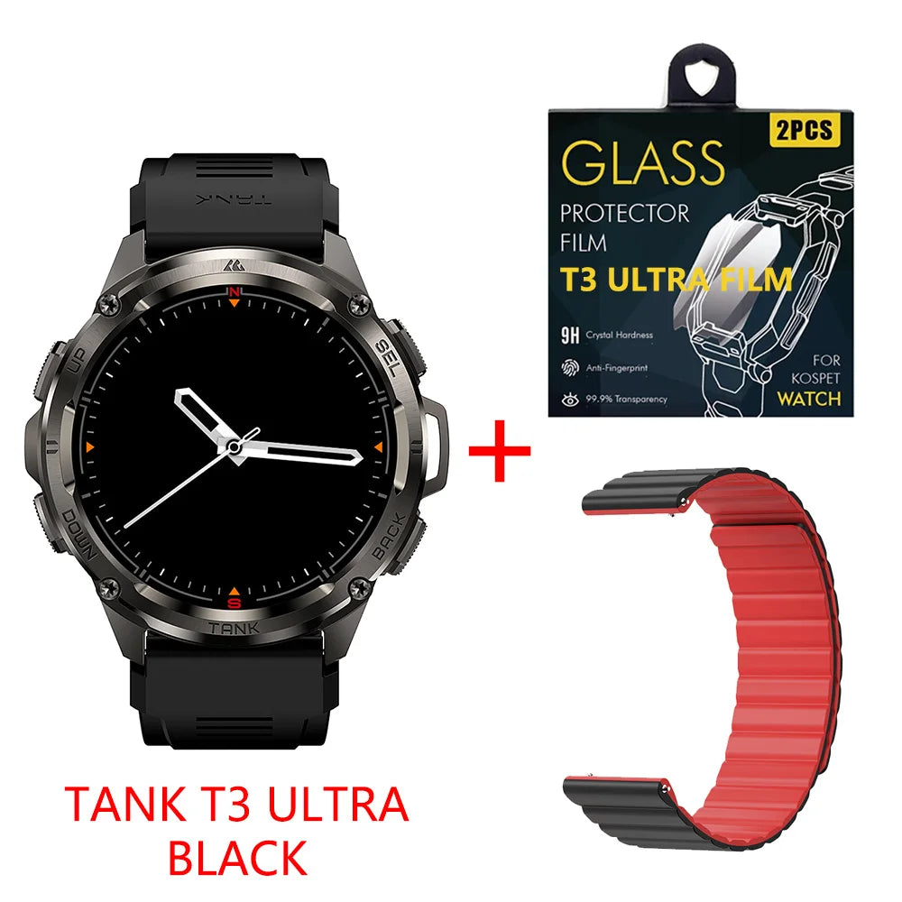 2025 KOSPET TANK T3 Ultra GPS Smart Uhr Für Männer Smartwatch Frauen 470 mAh Batterie Digitale Fitness AMOLED AOD Bluetooth uhren