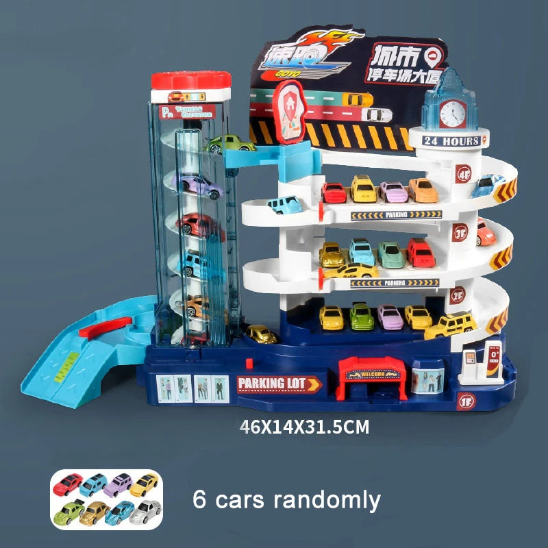 Elektrische Schienenauto Dinosaurier Gebäude Parkplatz Abenteuer Racing Schienenauto Spielzeug Kinder Gehirn Mechanische Interaktive Schienenautos