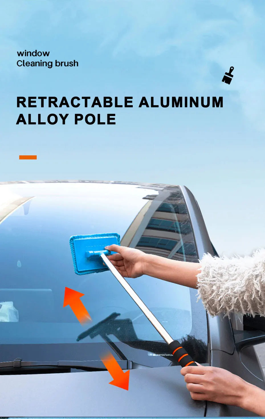 SEAMETAL Car Windshield Demisting Brush with Telescopic Handle, Car and Household Glass Cleaning Brush, Dust Removal Tool