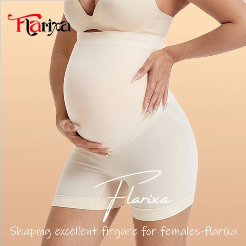 Flarixa Nahtlose Mutterschaft Leggings Shorts Hohe Taille Schwangere Frauen Höschen Schwangerschaft Bauch Bump Boxer Briefs Hohe Elastische
