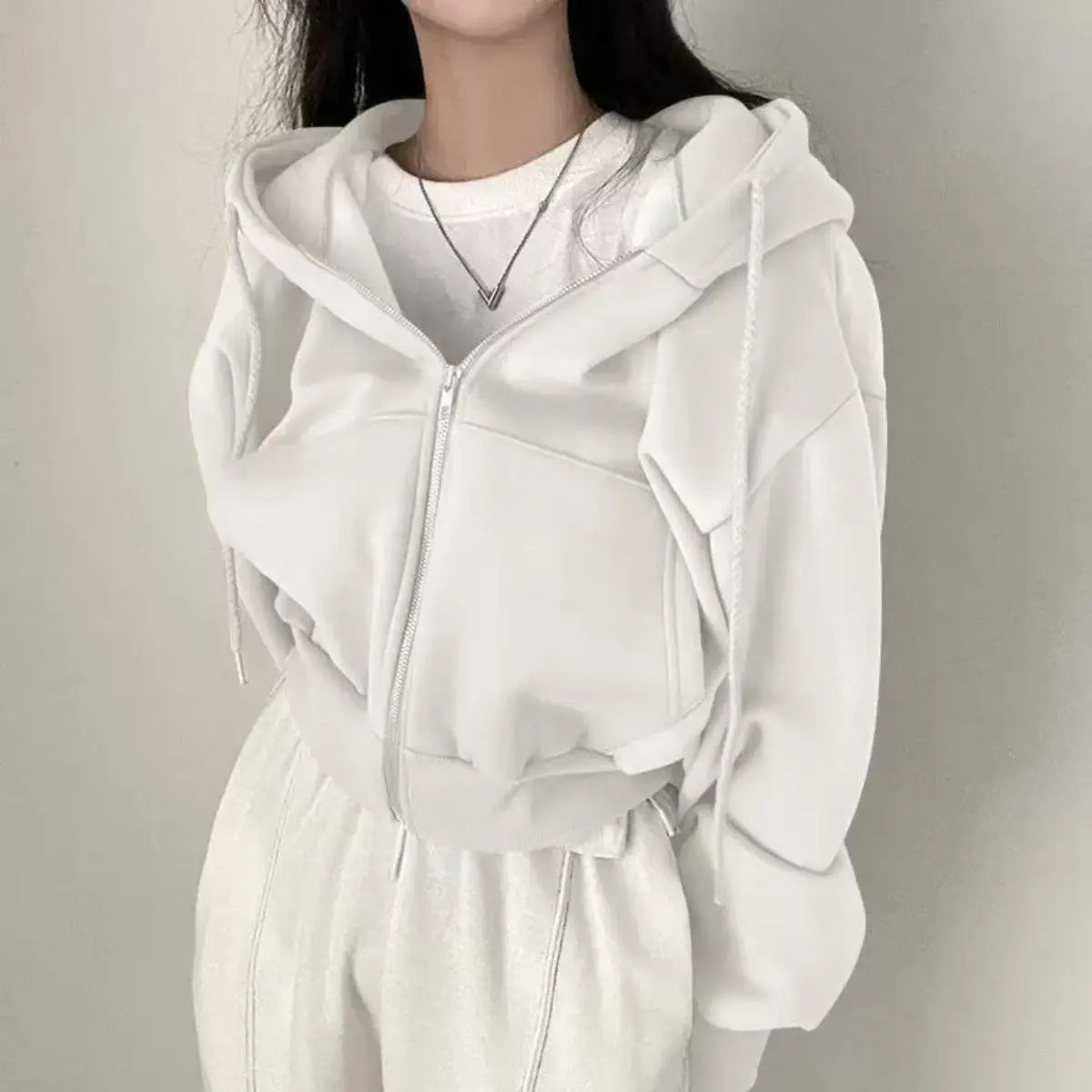 Herbst Winter Mit Kapuze Hoodies Frauen Casual Streetwear Zip Up Sweatshirts Langarm Jacken Harajuku Y2K Crop Tops Kapuze Hemd