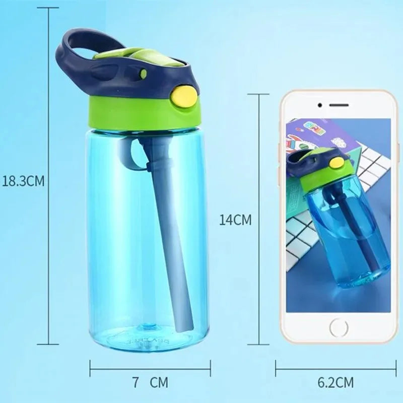 480 ml Baby-Fütterungsbecher, auslaufsichere Wasserflasche mit Strohhalm, tragbar, für Reisen, Fitnessstudio, Camping, Flasche, Safttrinkflasche für Kinder