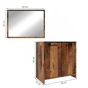 Bad Furniture-Set Oak rustikal Kiko, bestehend aus Badezimmer Mirror, Washbasinunterschrank - Platz for Nursing and Baduten