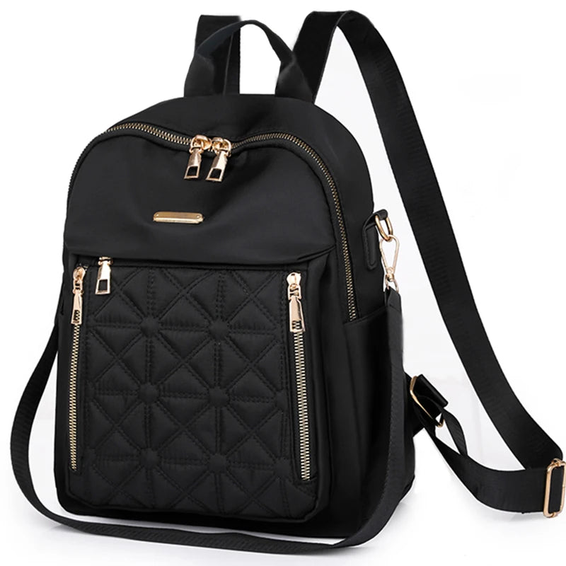 Eleganter Damenrucksack mit geprägtem Muster, gepolsterter Riemen, diebstahlsicherer Rucksack, geeignet für Schule und kurze Reisen