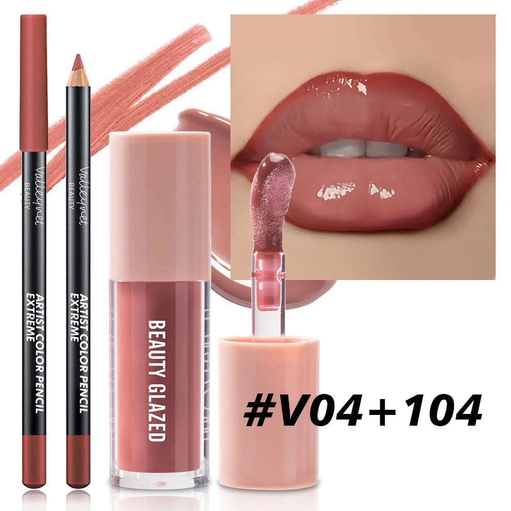 2 Stück/Set Samtstruktur-Lippen-Make-up, mattierter Effekt, rote, braune Farben, schafft ein feuchtigkeitsspendendes und natürliches Lippen-Make-up