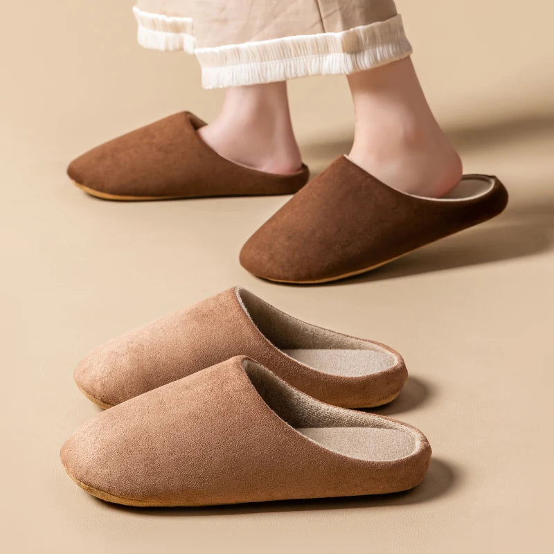 Einfarbige Herren-Hausschuhe, Herbst und Winter, dünner Samt, stumm, weicher Boden, rutschfest, weich, bequem, für den Innenbereich, Heimschuhe