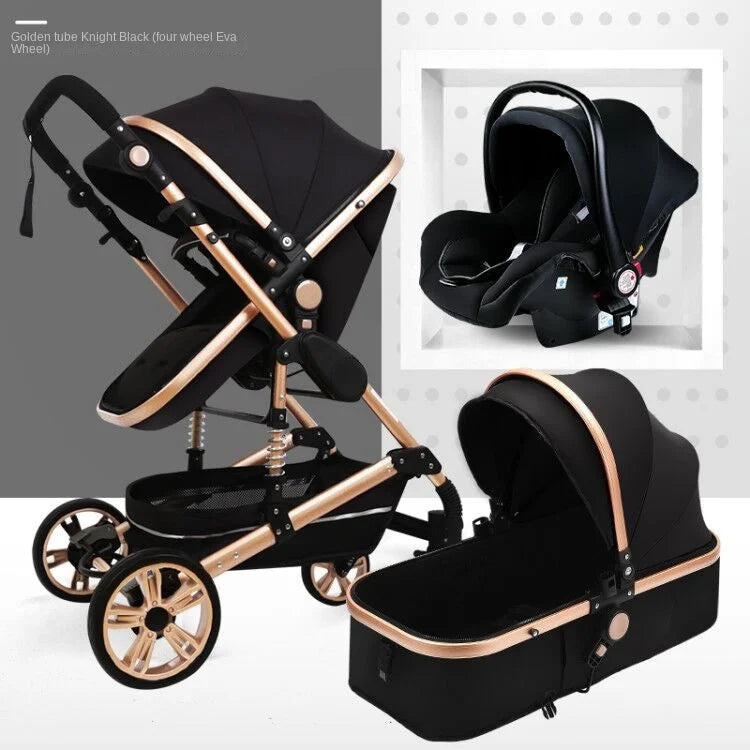 Kinderwagen 3-in-1 Klappbarer Zweiseitiger Kinderwagen für Alle Jahreszeiten Hochwertiger Neugeborenen-Reisekinderwagen