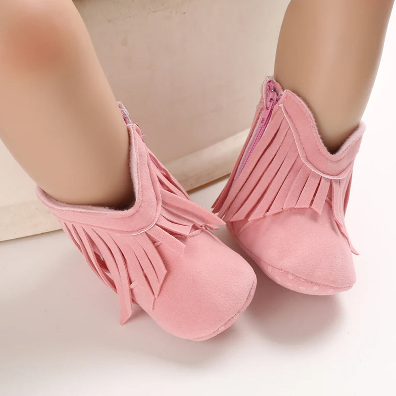 Winterstiefel für Babys, Jungen und Mädchen, 0–12 Monate, Western-Denim, Lauflernschuhe, warm, lässig, modisch