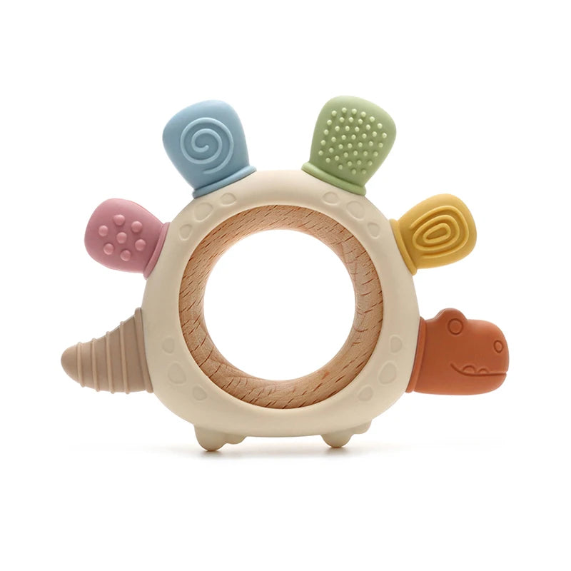 Baby-Dinosaurier-Silikon-Beißspielzeug, BPA-frei, leicht zu greifen, Säuglingspflege, Beißring, Kauspielzeug für Neugeborene, Geschenk, Babyzubehör