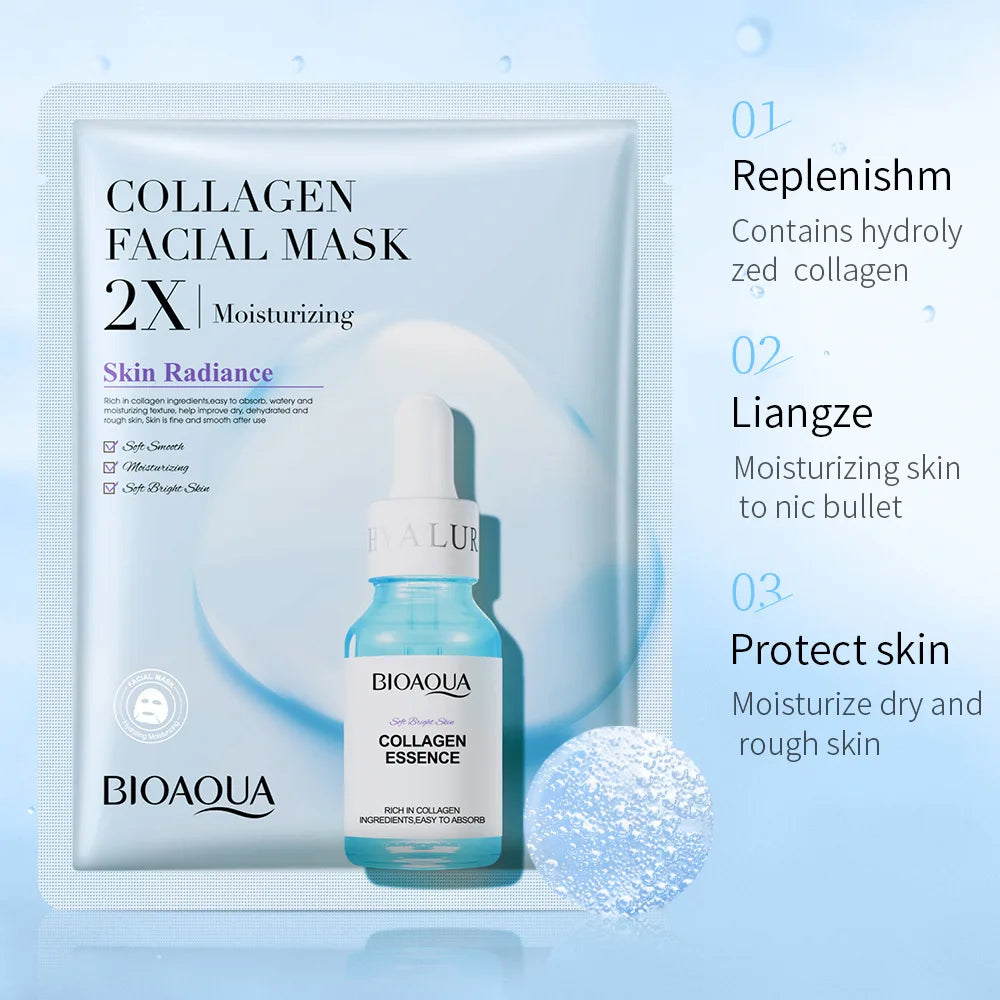 20 Stück/5 Stück Centella Collagen Gesichtsmaske VC Feuchtigkeitsspendende erfrischende Blattmasken Hyaluronsäure Gesichtsmaske Hautpflegeprodukte